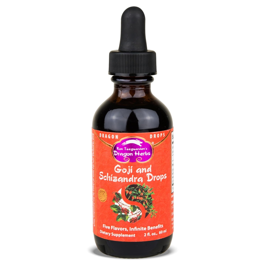 Dragon Herbs Goji Berry & Schizandra Drops • Triple Extractions • for Eye, Skin, Lung & Healthy Aging Support, Beauty Tonic • Super Potency • Fast Acting • 2 fl oz, 60 mL • Tincture Supplement