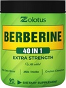 Zolotus Berberine Supplement 40 in 1, mit Sea Moss, Cinnamon, Milk Thistle, Apfelessig, Quercetin, beste Ergänzung für Immunsystem, Verdauung & Herzgesundheit