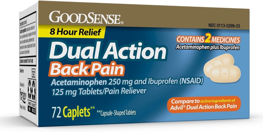 GoodSense Dual Action Acetaminophen und Ibuprofen (NSAID) Tabletten, 250 mg/125 mg, Rückenschmerzen, 72 Zähler