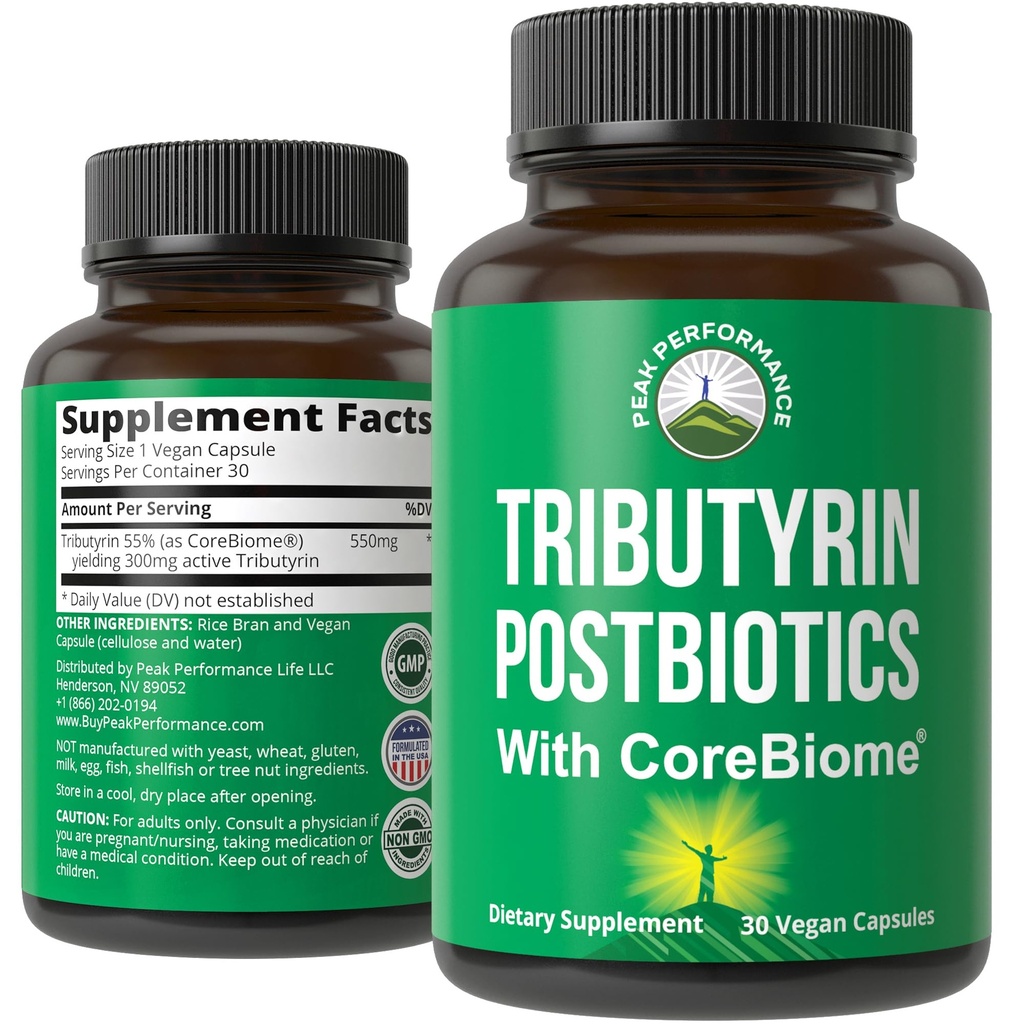 CoreBiome Tributyrin Postbiotic Supplement klinisch getestet für Gut Health. Effektiver als Sodium Butyrate Capsules. Hohe Bioverfügbarkeit Post Biotics für Verdauung, Leaky Gut, Colon, Microbiome