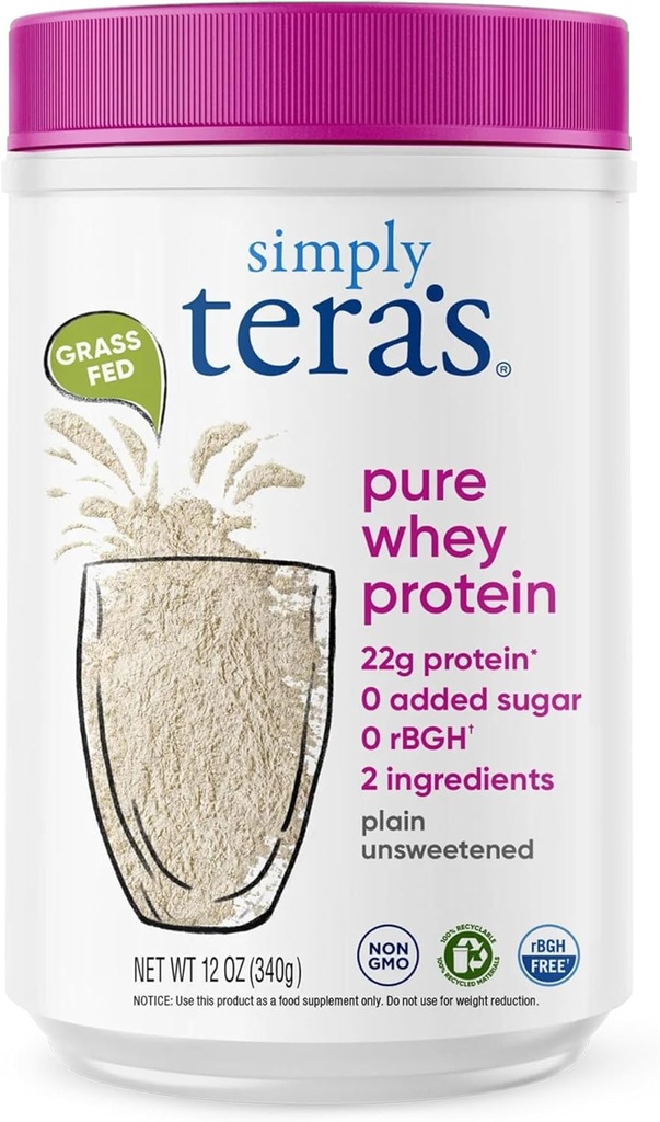 einfach teras reines Whey Protein Powder - Grass Fed Whey Protein Powder, Clean & Natural, Unflavored, Non-GMO, Kosher, Unsweetened - 12 Oz.