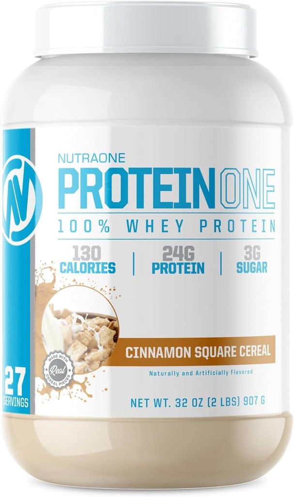 NutraOne ProteinOne Whey Protein Fördern Sie die Erholung und bauen Sie Muskel mit einem Protein Shake Pulver für Männer & Frauen (Cinnamon Square Cereal- 2 lbs.)
