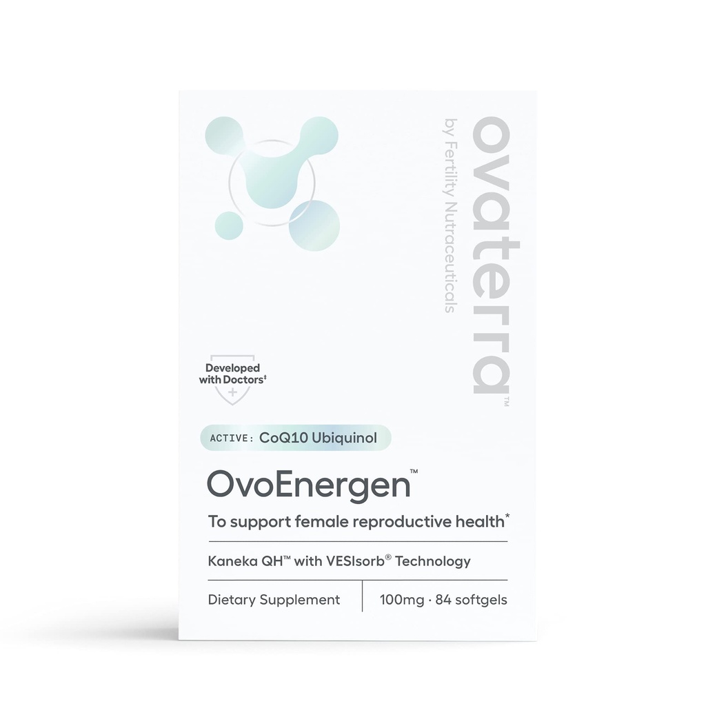 OvoEnergen CoQ10 Ergänzung für Frauen zur Unterstützung reproduktiver Gesundheit und Ei-Gesundheit Fruchtbarkeits-Booster mit Kaneka QH, VESIsorb® Technologie 84-100mg Softgel Kapseln - 28 Tage Versorgung