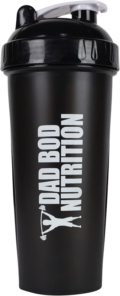 Papa Bod Nutrition Funny Protein Shaker Bottle 28 Unnce Wasser Cup (Black Lid)