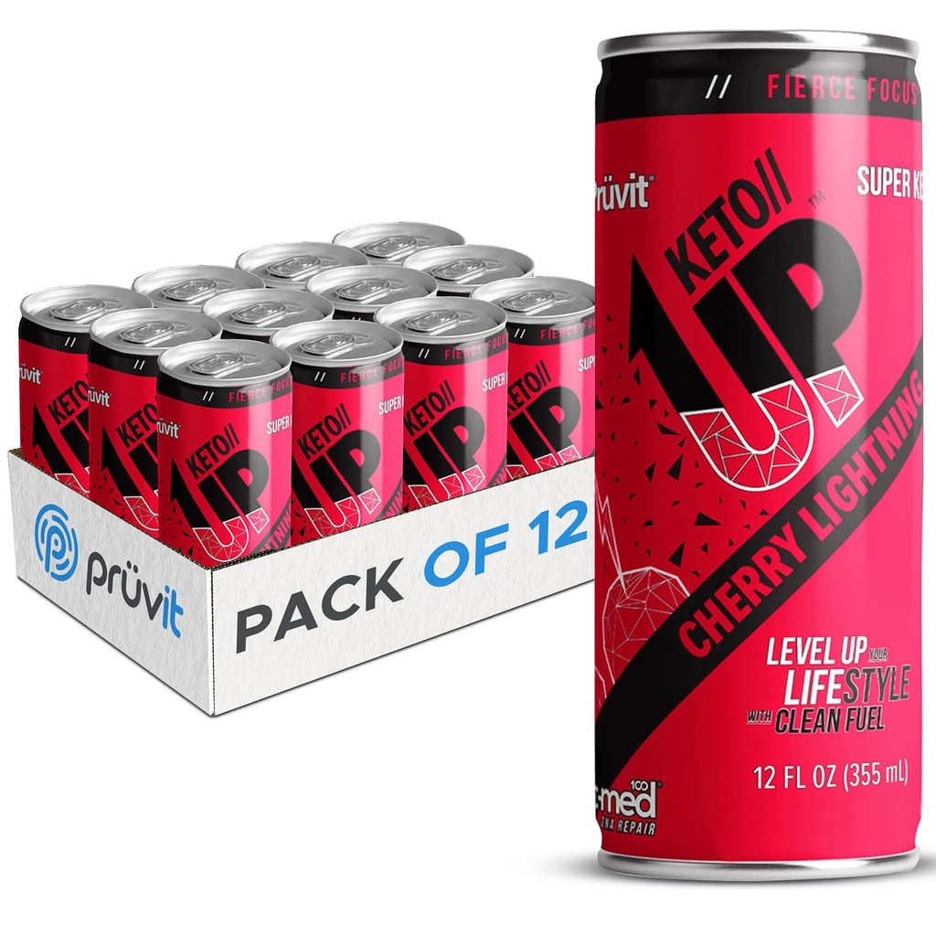 The Cherry Lightning Keto//Up® Drink – Ready-to-Drink Ketones for Focus for Men and Women - 12 Pack