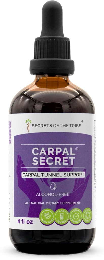 Carpal Secret Alcohol-Free Extract, Tinktur, Glycerite Bromelain, Ananas, Turmeric, Ginkgo, Peppermint, Thyme, Basilikum. Carpal Tunnel Support (4 FL OZ)