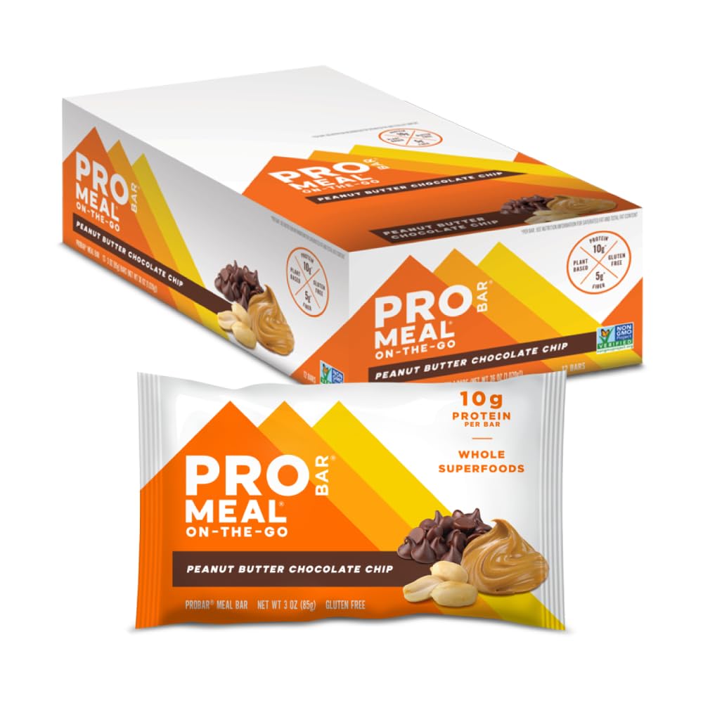 PROBAR - Meal Bar, Peanut Butter Schokoladenchip, Non-GMO, Glutenfrei, Gesund, Pflanzenbasierte Ganze Lebensmittel Zutaten, Natürliche Energie (12 Zähler)