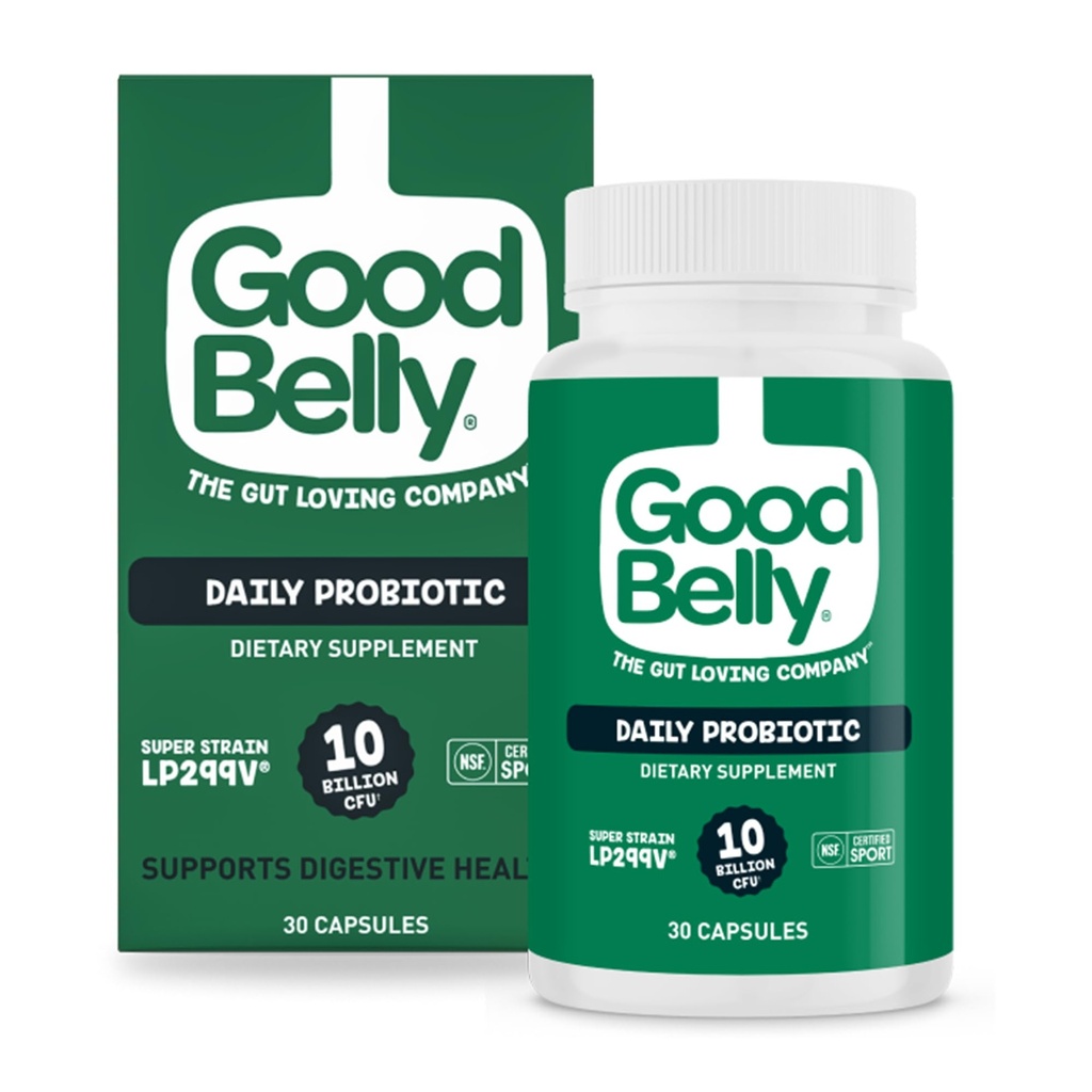 GoodBelly Probiotic Capsules for Digestive Health | Vegan Probiotic Supplement mit 10 Billion Live Cultures | Probiotics for Women & Men | 30 Kapseln