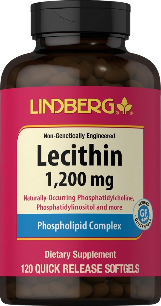 Lindberg Lecithin 1200mg Supplement | für Männer & Frauen | 120 Softgel Kapseln | Phospholipid Complex | Non-GMO, Glutenfrei