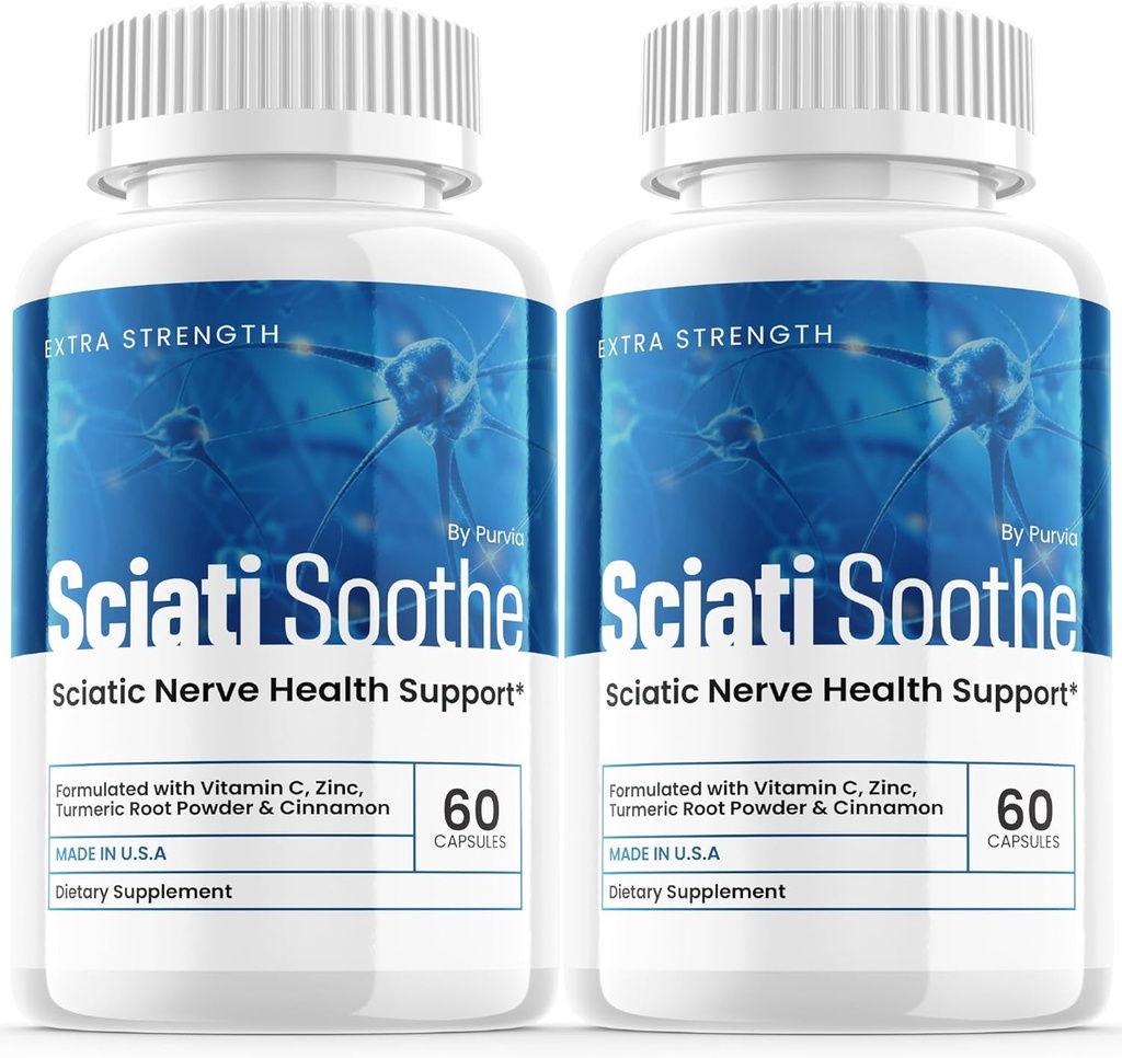 (2 Pack) Sciatisoothe Supplement für Sciatica, Sciati Soothe Nerve Health, Sciatisoothe Capsules Vitamins, Sciatisoothe Advanced Overall Wellness Support Maximum Strength Formula USA (120 Kapseln)