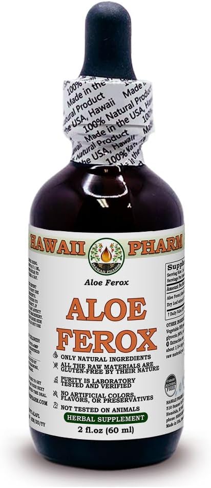 Aloe Alkoholfreie Flüssigextrakt, Aloe (Aloe Ferox) Getrocknete Blattglycerit Kräuterergänzung 2 oz
