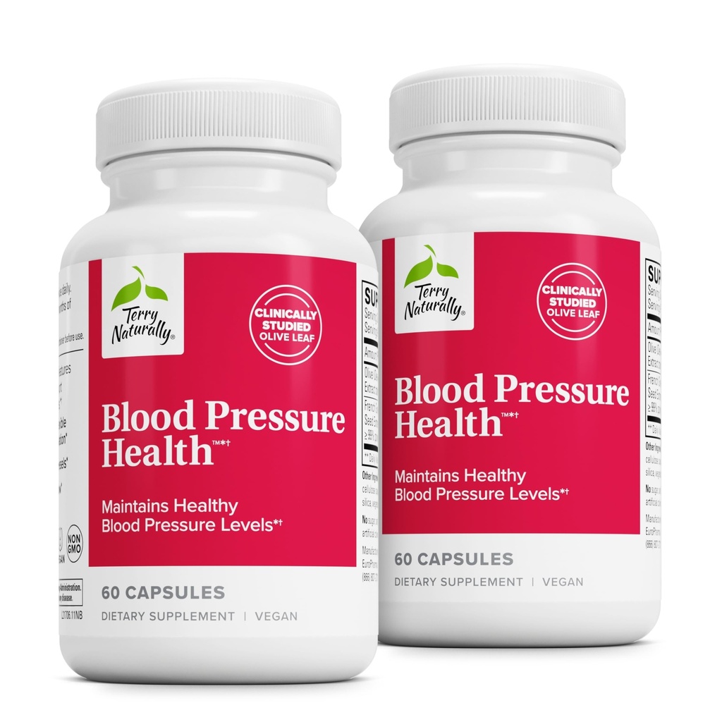 Terry Naturally Blood Pressure Health - Healthy Blood Flow & Circulation Support Supplement - Herzgesundheitsergänzung mit Antioxidantien - Herzkreislaufunterstützung - 60 Kapseln
