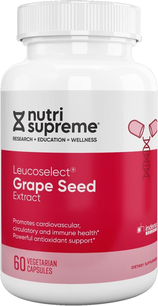 Nutri Supreme Grapeseed Extract Leucoselect, Polyphenole für Super Antioxidant Support, Herz-Kreislauf-Gesundheit, Kosher Certified 60 Kapseln