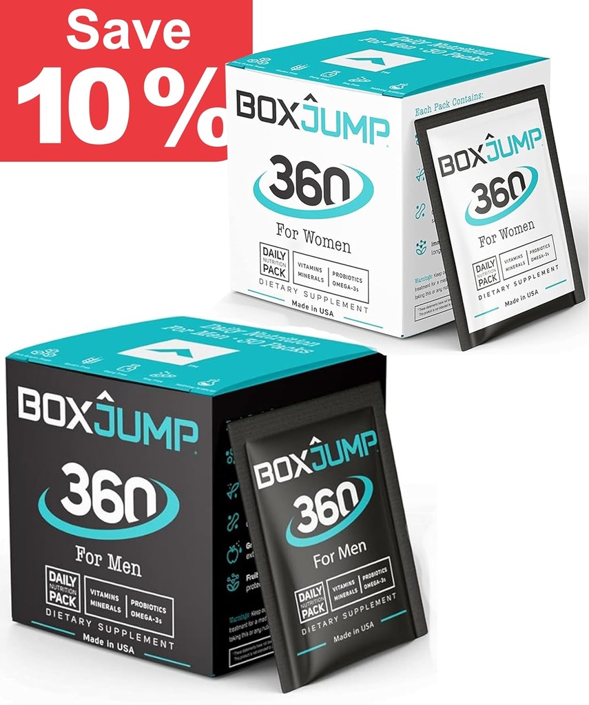 BoxJump Daily Multivitamin for Women & Men Pack of 2 - Essential Minerals & Vitamins for Men & Women - Boost Energy, Immununterstützung, Endurance erhöhen - Vitamin D, C, A, E, B12+ 30 Day Vitamin Packs