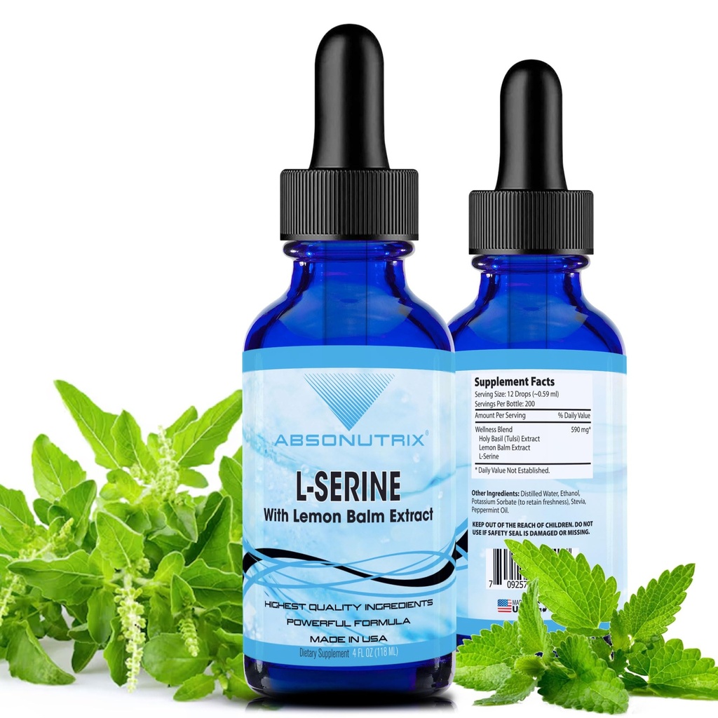 Absonutrix L-Serine Complex 500 mg - 4 Oz Liquid Large Bottle - 200 Portionen pro Flasche Made in USA All Natural