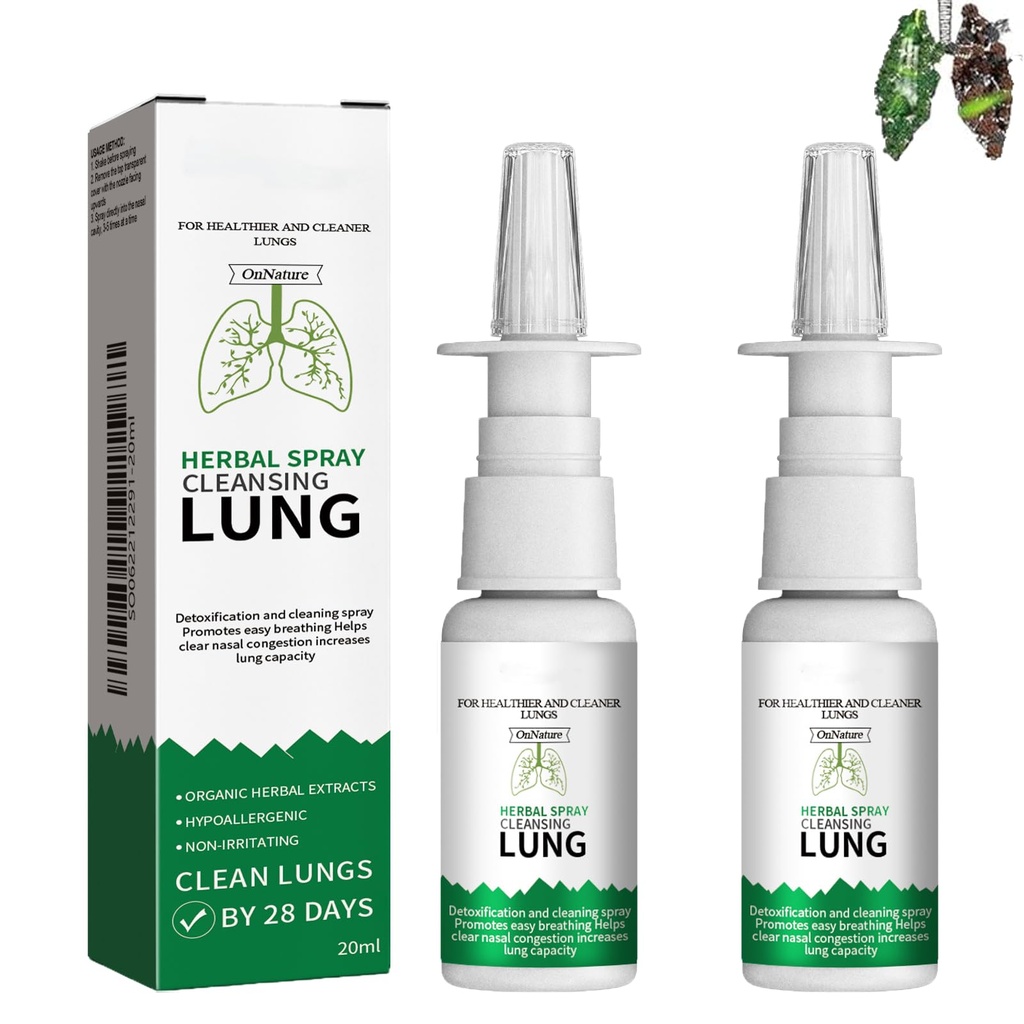 Neue Upgrade Bio Kräuter Lung Cleanse Repair Spray, Onnature Kräuterspray Reinigung Lung, Lung Reinigungsspray Unterstützung für Lung Detox für Raucher(2PCS)