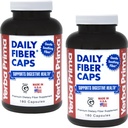 Yerba Prima Daily Fiber Formula - 180 caps (Pack von 2) - lösliche & unlösliche Nahrungsfaserergänzung - Colon Cleanse - Gut Health - Vegan, Non-GMO, Glutenfrei