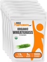 BulkSupplements.com Organic Wheatgrass Powder - Organic Super Greens Powder, Superfoods Supplement - Vegan & Glutenfrei, 1,5g pro Servierung, 1kg (2.2 lbs) (Pack mit 5)