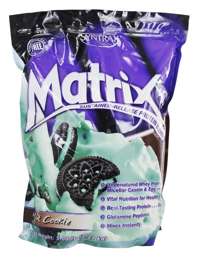 Syntrax Nutrition Matrix Protein Powder, Sustained-Release Blend, Mint Cookie, 5 lbs.