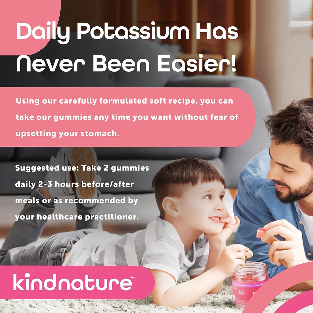 KINDNATURE Kalium & Magnesium Gummi für Erwachsene & Kinder - Kaliumergänzung 500mg & 1000mg Magnesium Citrat & 400mg Magnesium Glycinat Kaugummis
