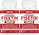Fisetin Supplement 2000mg für gesundes Altern und Langlebigkeit, Hautgesundheit, Gehirn - Sojafrei, Vegetarisch - 60 Softgels(2 Flaschen)