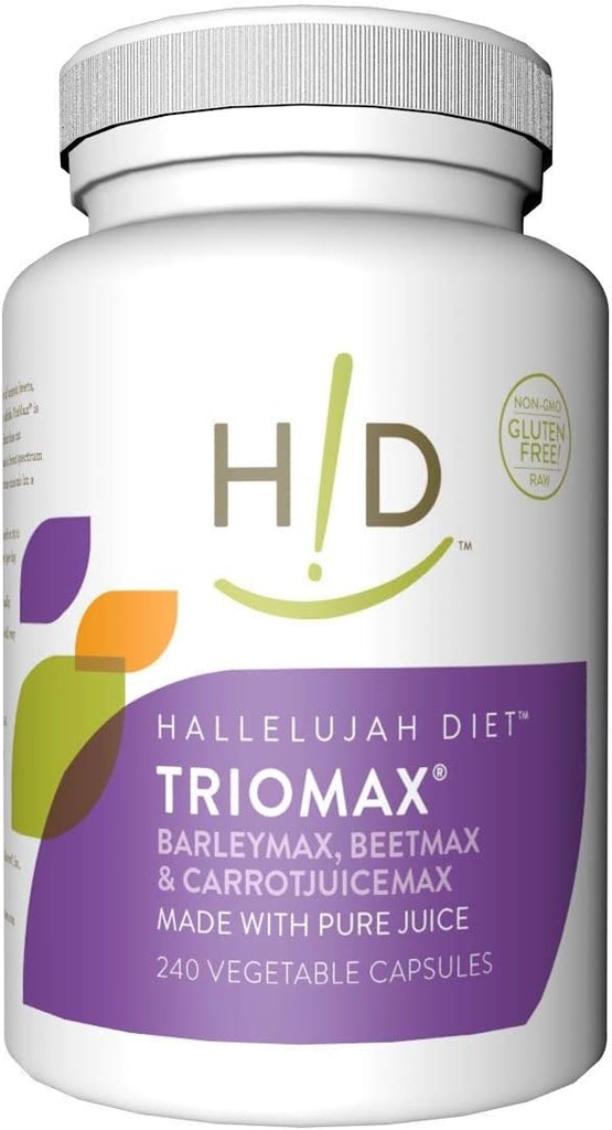 Hallelujah Diet TrioMax – Broad-Spectrum Vitamin & Antioxidant Blend Supplement, Nahrungsbasiert, Glutenfrei, Vegan, 30-Tage-Versorgung, 240 Kapseln