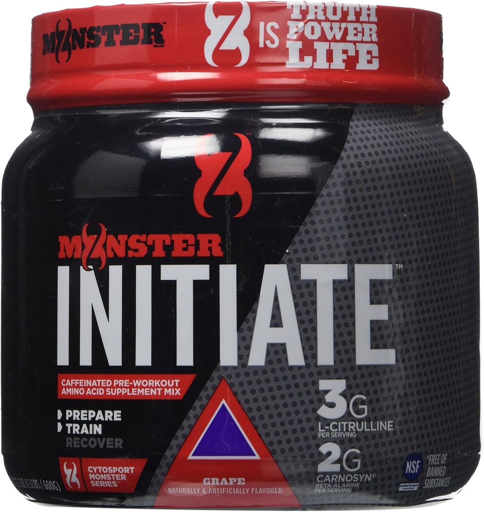 Cytosport Monster Initiate Nutritional Drink, Pre Workout Powder, Grape Flavored, 600 Gramm (30 Portionen)