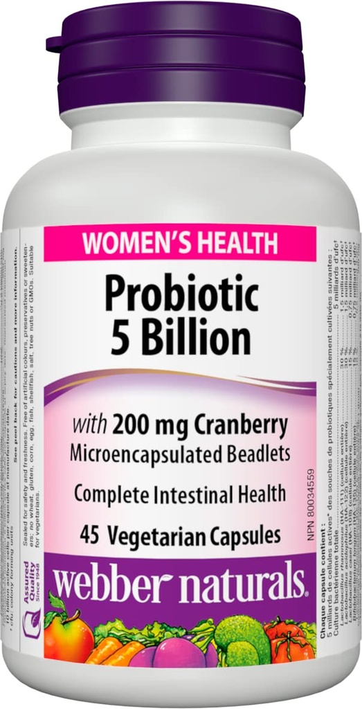 Webber Naturals Frauen Multi Probiotic mit Cranberry, 45 Kapseln
