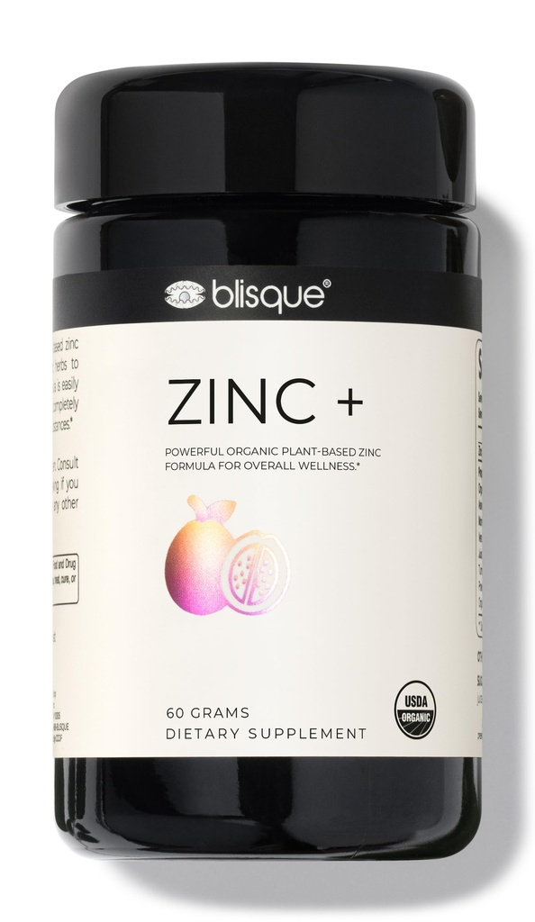Blisque – Organische Zink-Ergänzung aus Guava Blatt | für Immununterstützung, Verteidigung und Boost | mit Ashwagandha, Aloe Vera, Ginger und Turmeric | Vegan | Powder | 60 Gramm
