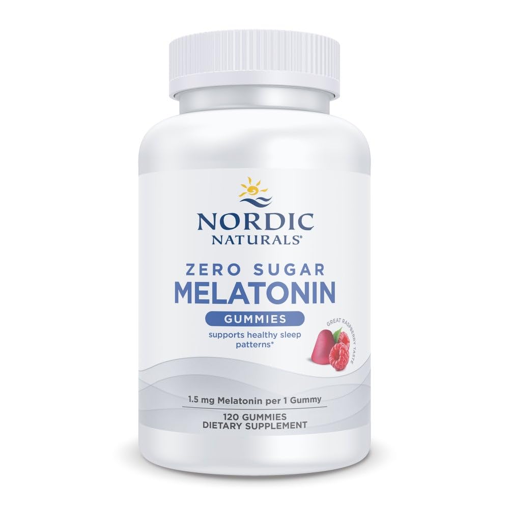 Nordic Naturals Zero Sugar Melatonin Gummies, Himbeeren - 120 Gummies - 1,5 mg Melatonin - Großer Geschmack - Erholsamer Schlaf, antioxidative Unterstützung - Nicht-GVO, Vegan - 120 Portionen