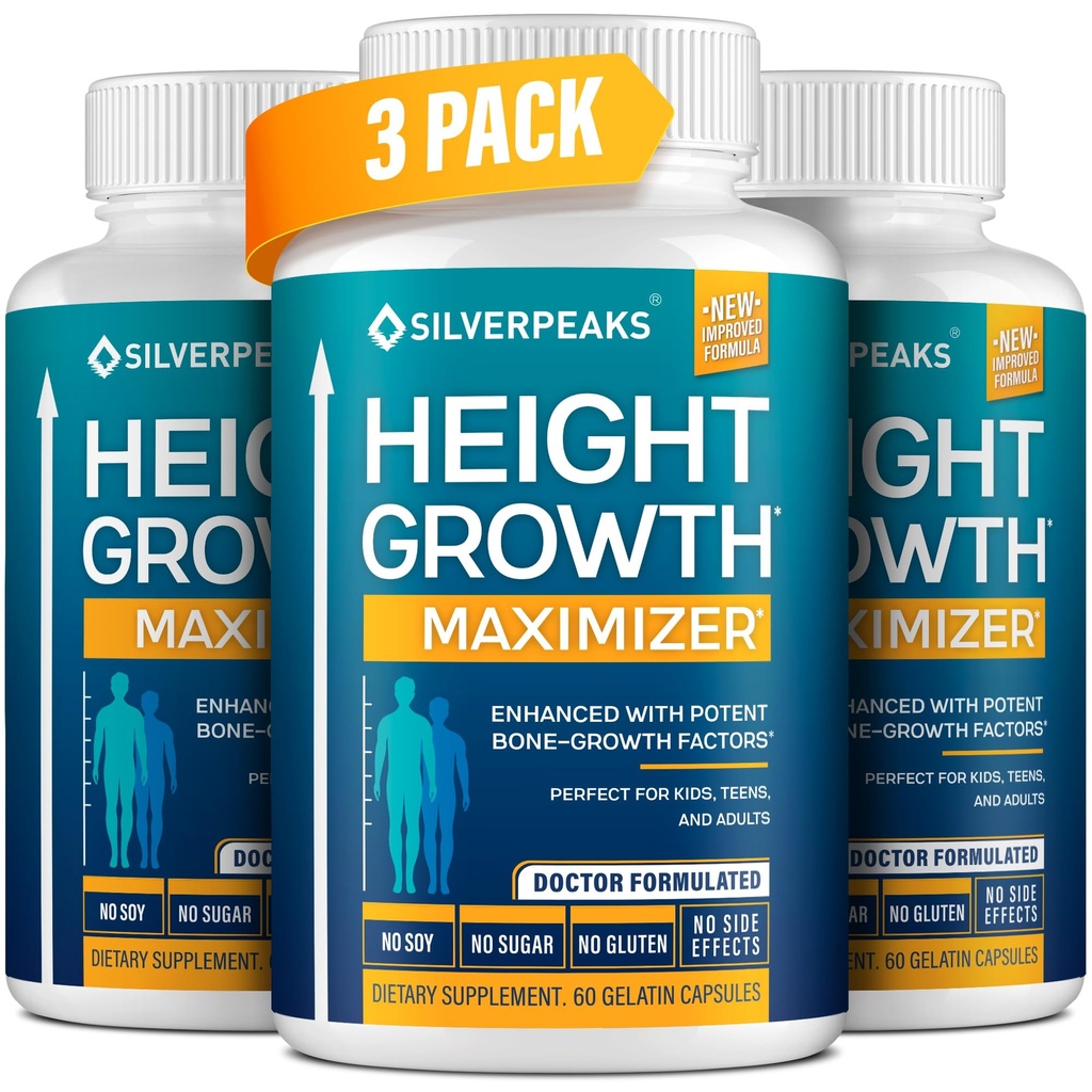 SILVERPEAKS Growth Capsules to Grow Taller - Höhenwachstum Maximizer mit Calcium für Knochenstärke - Made in USA - Natural Get Taller Supplement - Free of Growth Hormone - Pack of 3