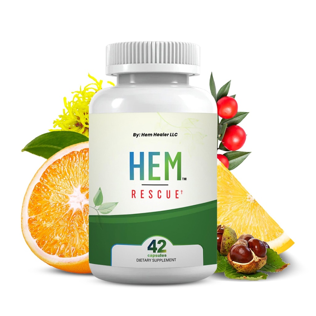 Hem Rescue Hämorrhoid-Behandlungsergänzung - All Natural, Reduces Discomfort & Swelling, Boosts Blood Flow, Oral Botanical Blend, Made in USA - (1 Flasche Pack)