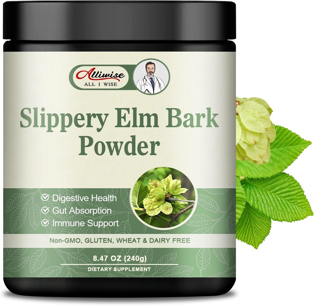 Slippery Elm Bank Powder 240g - Kräuterergänzung für Soothes Throat,Glaubt Coughs & unterstützt Verdauungsgesundheit - Non-GMO, Glutenfrei, vegetarisch Freundlich