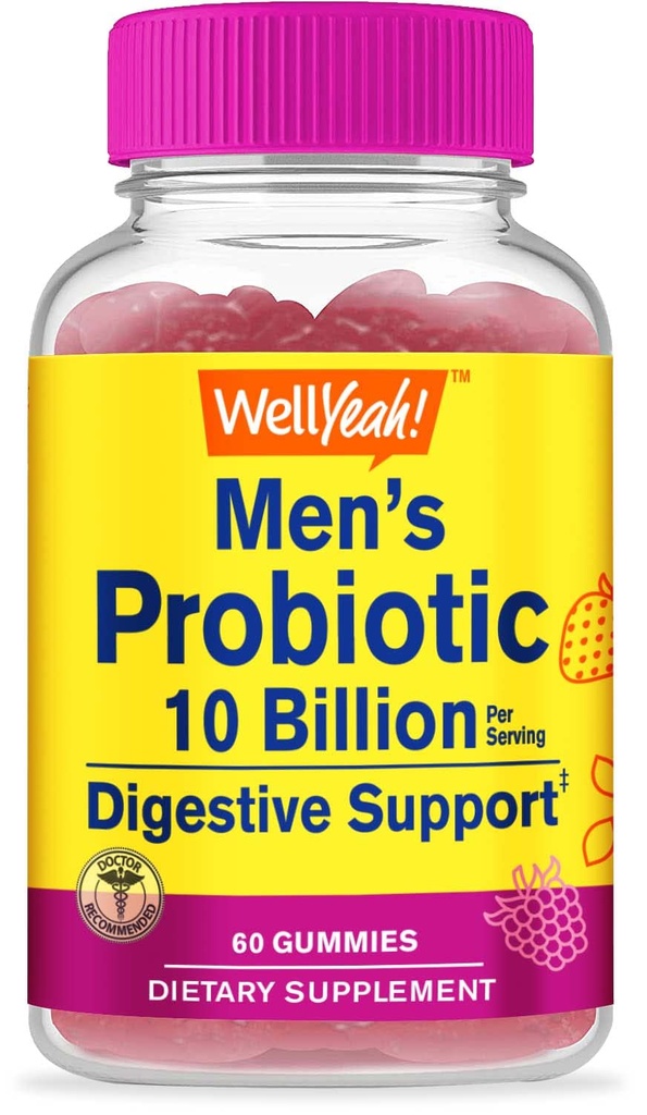 Naja Probiotische Gummi für Männer mit 10 Billion CFUs, Wiederherstellen natürlicher Verdauungsbalance, reduzieren Gas, Bloating und Unregelmäßigkeit, Glutenfrei, Non-GMO, Vegetarisch - 60 Gummis
