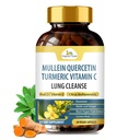 Bio Veda Mullein Turmeric Quercetin Lung Cleanse Capsules - Leistungsstarke Bioflavonoide, Superfruits Vitamin C, Bromelain, Mullein Leaf Extract - Bronchial & Clear Lungs Supplement - 60 Vegan Pillen