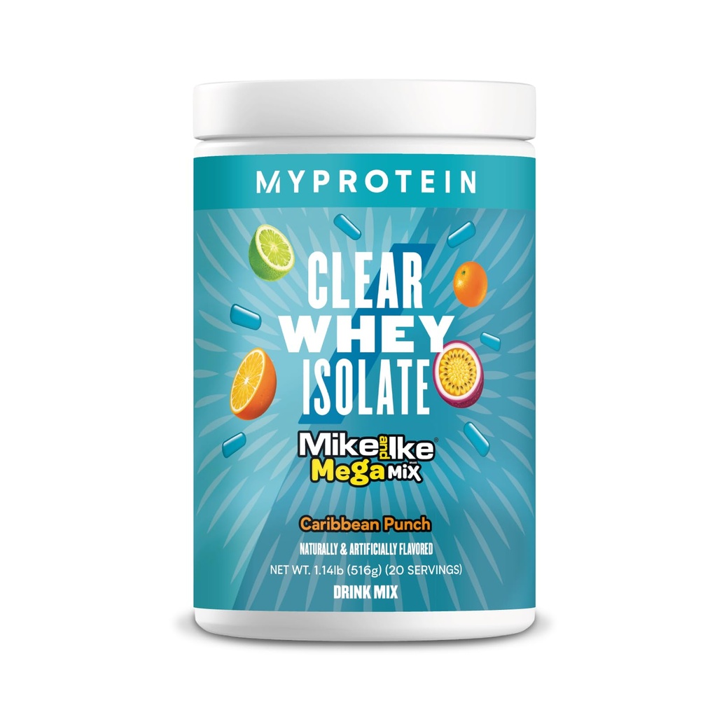 Myprotein Clear Whey Isolate Protein Powder, 1.1 Lb (20 Servierungen) Fruity Mike und IKE Caribbean Punch Drink Mix, 20g Protein pro Servierung, Daily Drink für Superior Performance
