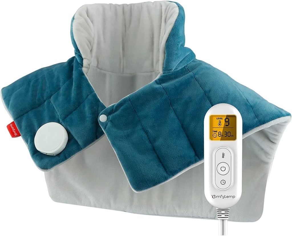Comfytemp Heizkissen für Hals und Schultern und Rücken, 2,6lb gewichtete elektrische Wärmekissen für Schmerzlinderung, große FSA Eligible Heated Wrap, 9 Heat Settings &11 Timer, Weihnachtsgeschenke für Damen Mom Dad