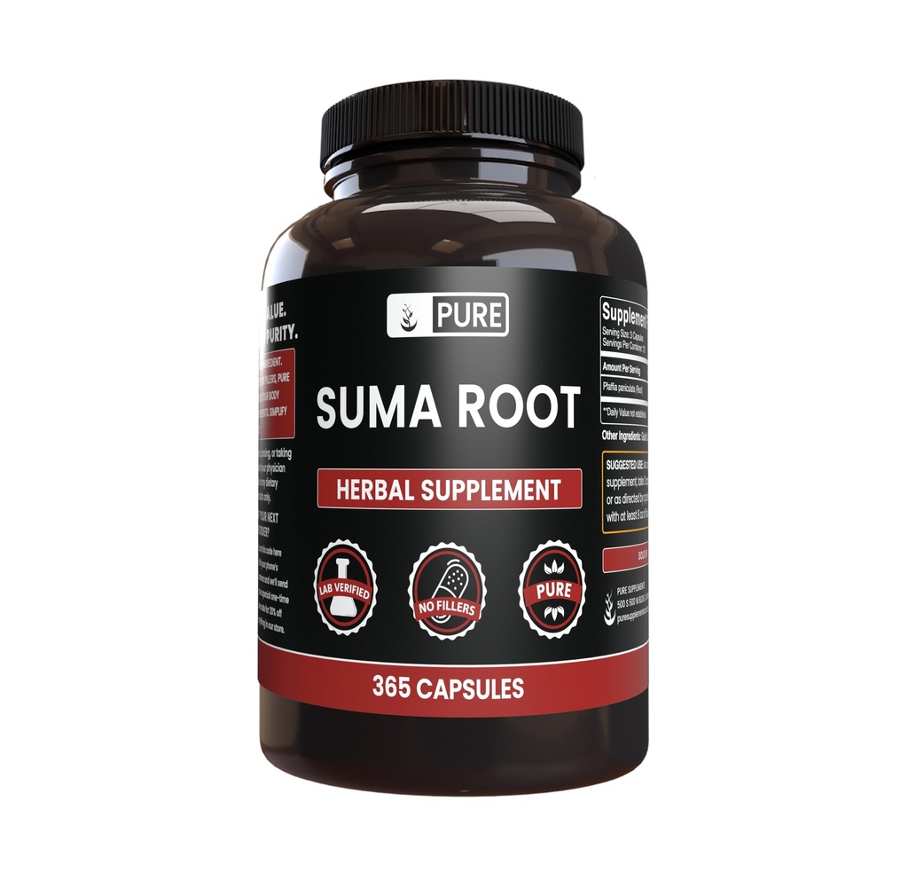 PURE ORIGINAL INGREDIENTS Suma Wurzel (365 Kapsel), keine Magnesium- oder Reisfüller, Immer rein, Lab Verifiziert