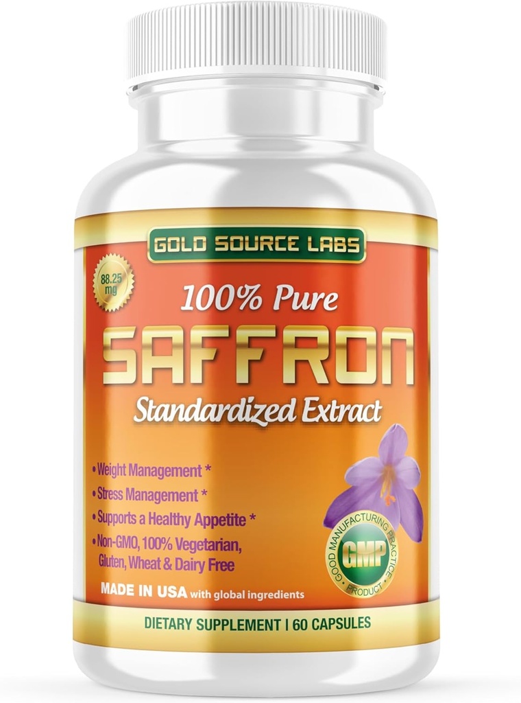 Saffron Extract Supplement - 88.25 mg Kapseln mit Standardisiert .3% Safranal Extract Plus Pure Saffron Powder, 60 maximale Stärke Vegetarian Pillen - Premium Appetit und Augenergänzung