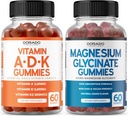 ADK Gummies Vitamin D3 K2 (60 Count) Ergänzung mit D & K-10 Vegan Ergänzung Raspberry Flavor - Magnesium Glycinate (60 Count) - Glycinate Gummies für Erwachsene - Non GMO, Vegan & Made in USA