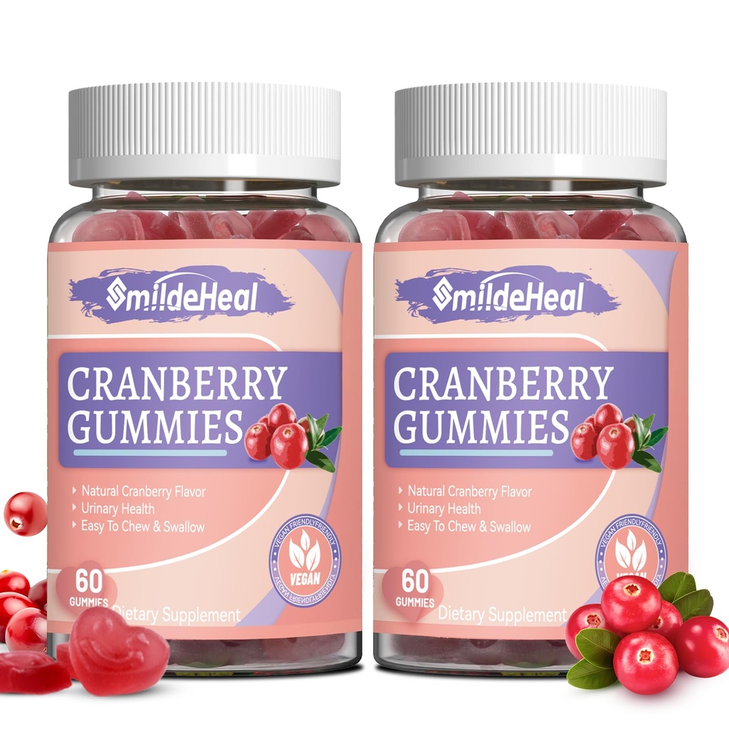 Cranberry Gummies 1000mg, Cranberry Supplements for Women, with D-Mannose 250mg, Womens Probiotic Gummies, Urinary Tract Health, Cranberry Flavor, NO GMOs, 60 Count (Pack of 2)