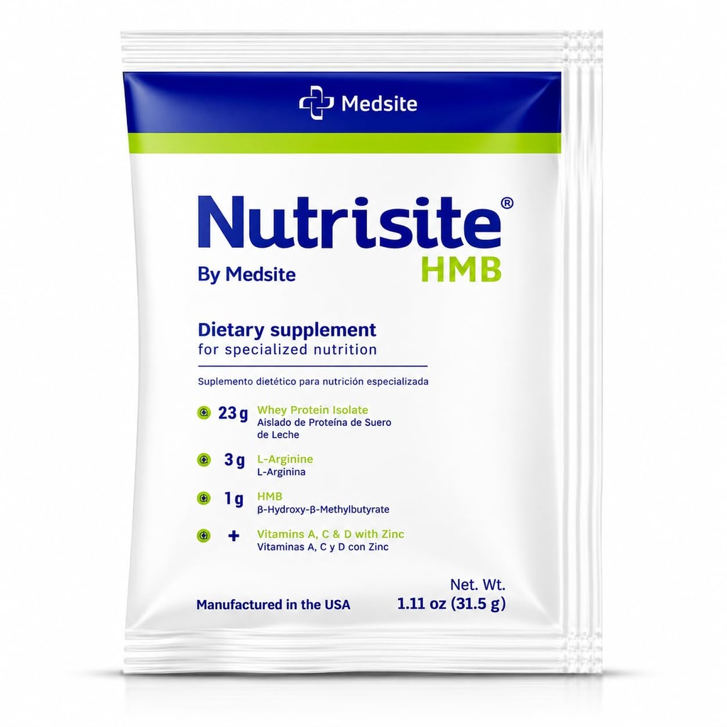 Nutrisite HMB – Spezielle medizinische Zwecke Lebensmittel, Einzelpackung – Modulare Pulverform basierend auf Whey Protein Isolate, L-Arginin, HMB, Vitamine A, C, D und Zink – Mischung mit Orangensaft (1.11 Oz)