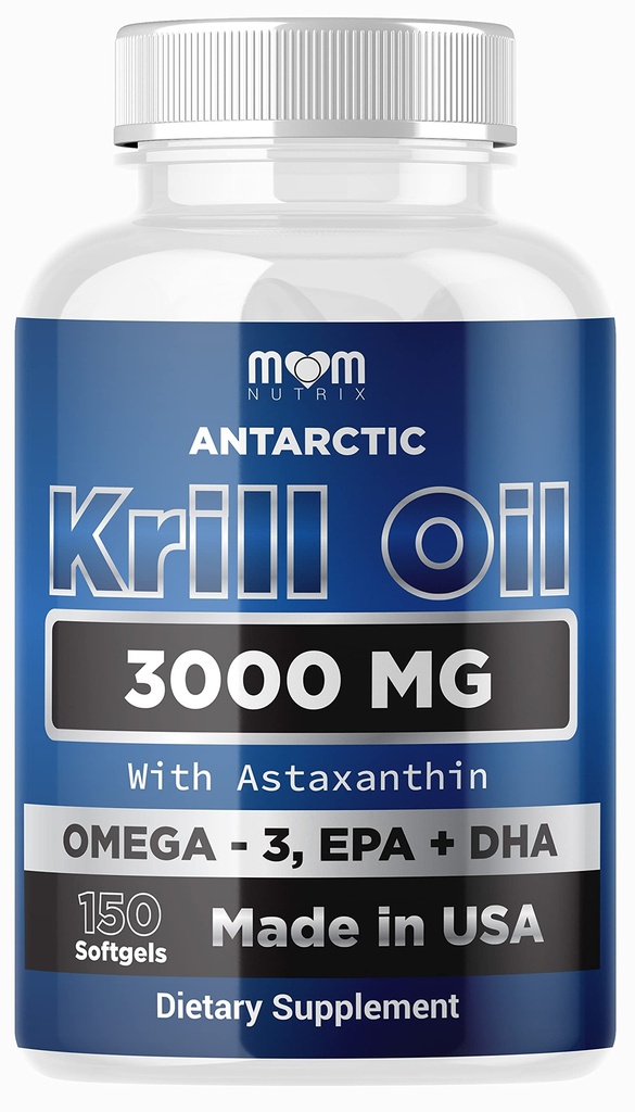 Dr. JOEL'S MOM NUTRIX Antarctic Krill Oil Supplement - 150 Softgels - High Absorption EPA, DHA, Astaxanthin & Phospholipid - Kein Fisch Nachgeschmack wie Fischöl - Made in USA