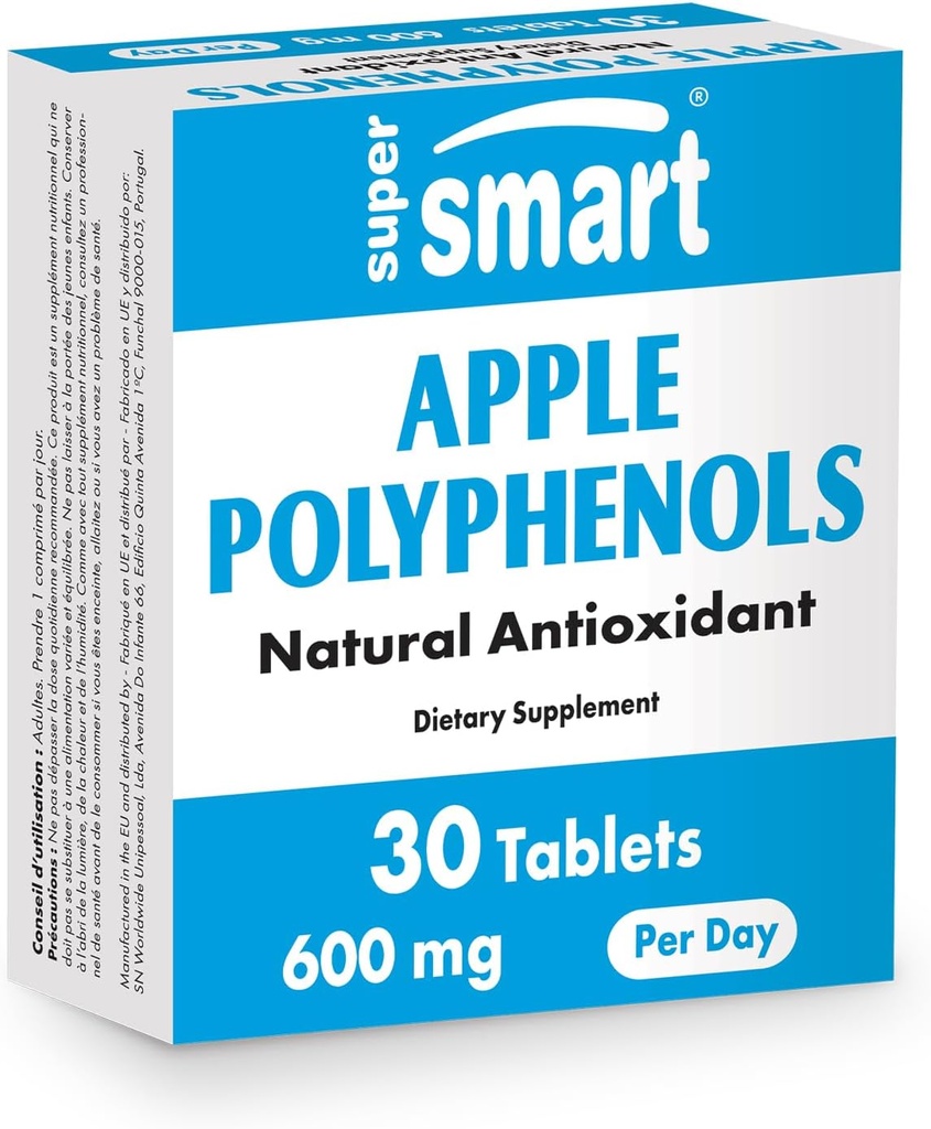 Supersmart - Apple Polyphenols Supplement 600mg per Day (High Strength 80% Polyphenols) - Apple Extract | Non-GMO & Gluten Free - 30 Tablets