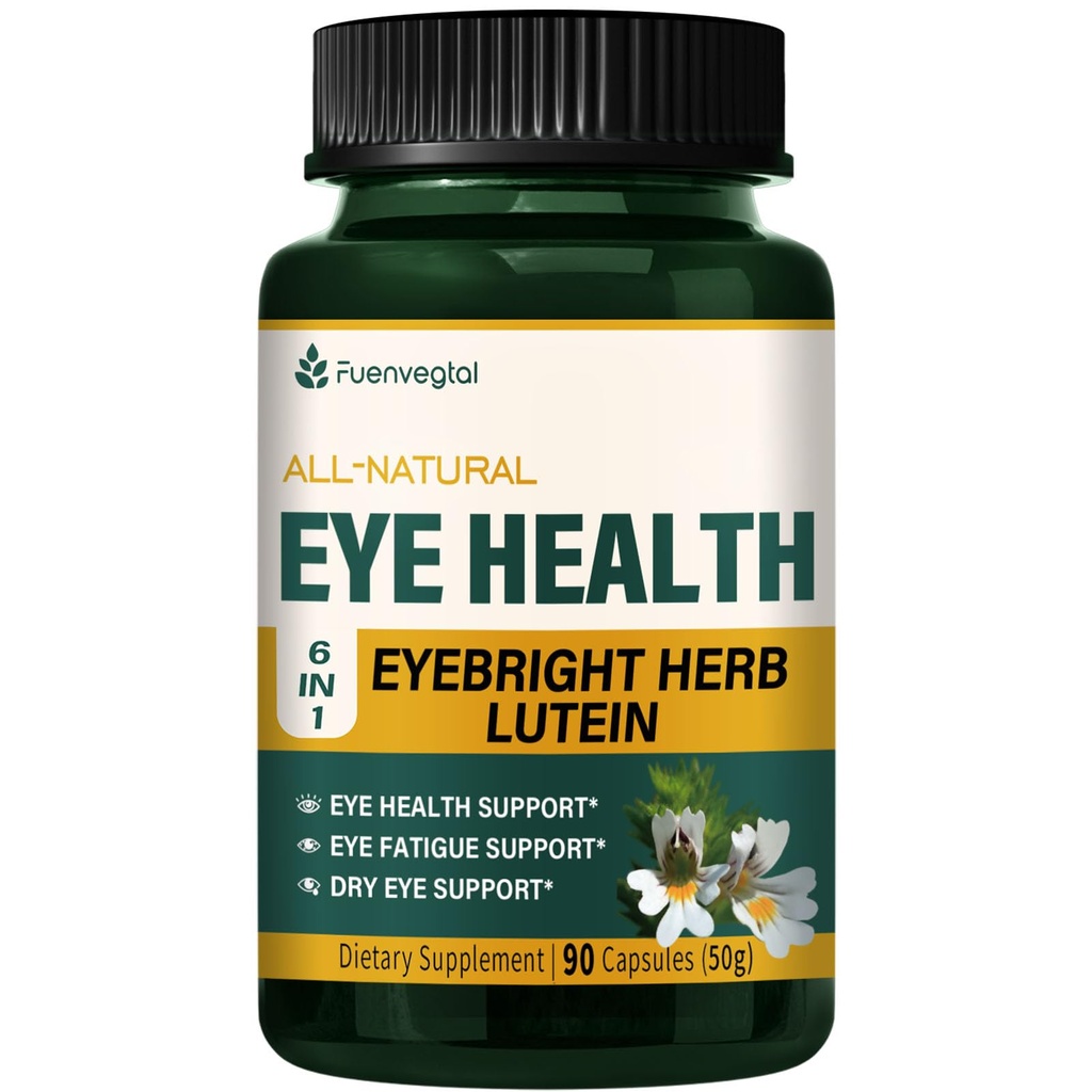 Augengesundheit Kapseln mit Eyebright Kräuter (Euphrasia officinalis), Augen Fatigue & Dry Eye Support Kräuterergänzung w/Lutein Blueberry Extract. 90 Count