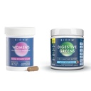 BIOHM Women's Probiotics 30B CFU & Super Greens/Kids Berry Blast Bundle: Gut & Overall Health Support, 9 Strains, 30-Day Supply, Rich in Antioxidantien