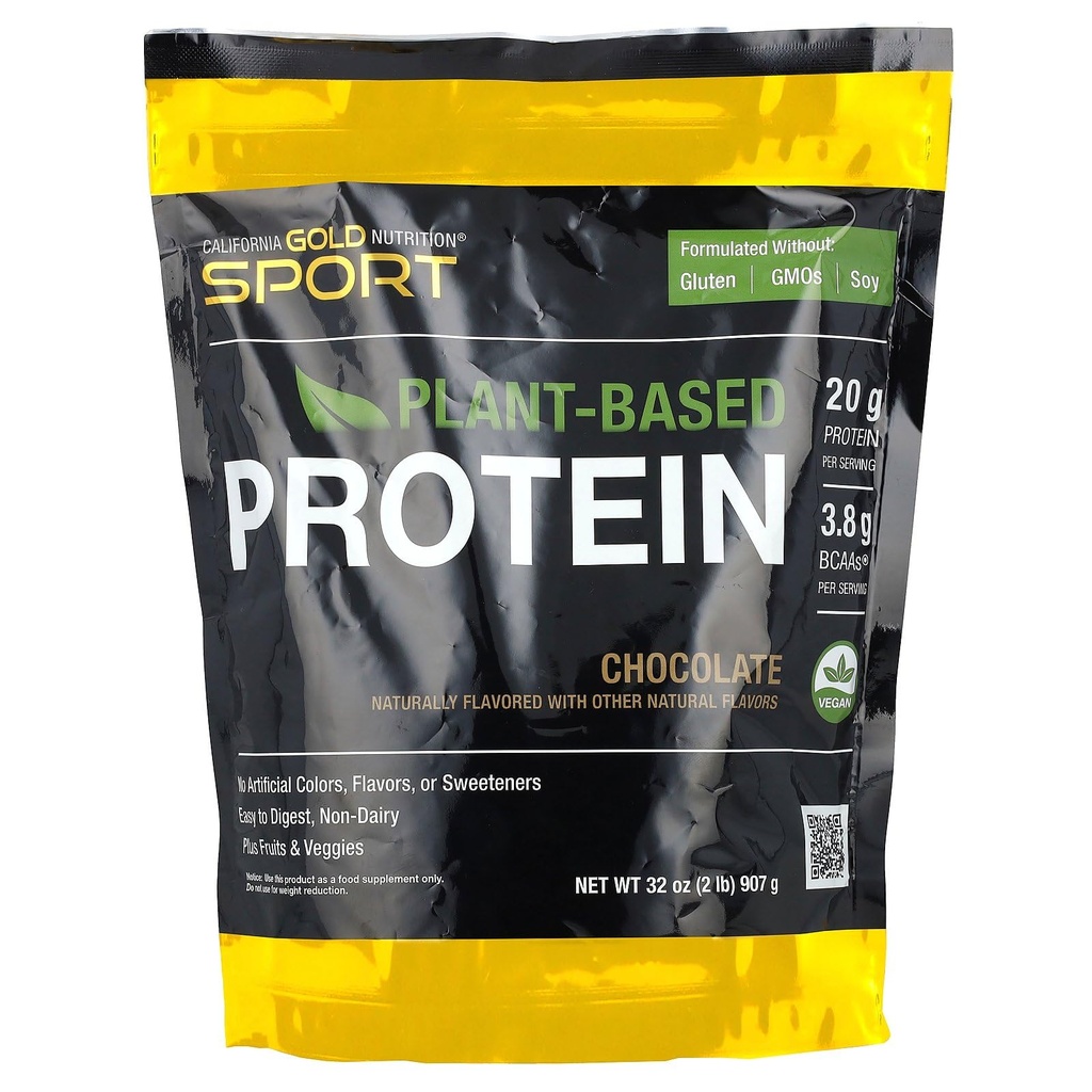 California Gold Nutrition Sport, Pflanzenbasiertes Protein mit Bio Brown Rice Protein Konzentrat, Flaxseed, Chia Seed, Schokolade, 2 lb (907 g)