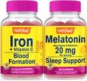 Gut ja Iron+Vitamin C + Melatonin 20mg, Gummies Bundle - Große Verkostung, Vitamin-Ergänzung, Glutenfrei, GMO frei, Kaugummi