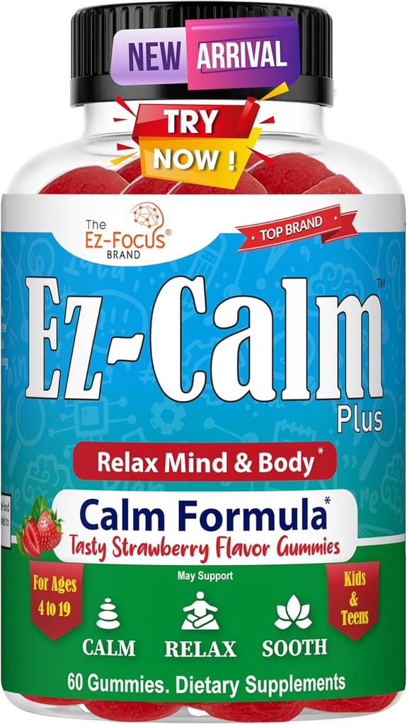 Beruhigende Ashwagandha-Gummien für Teens- Beruhigende Schlaf-Gummien - Natürliche Fokus-Gummien mit Ashwagandha Root-Extrakt - Ashwagandha-Ergänzung für Sleep Stress Balance - 60 Vegan Sugar Free Chews