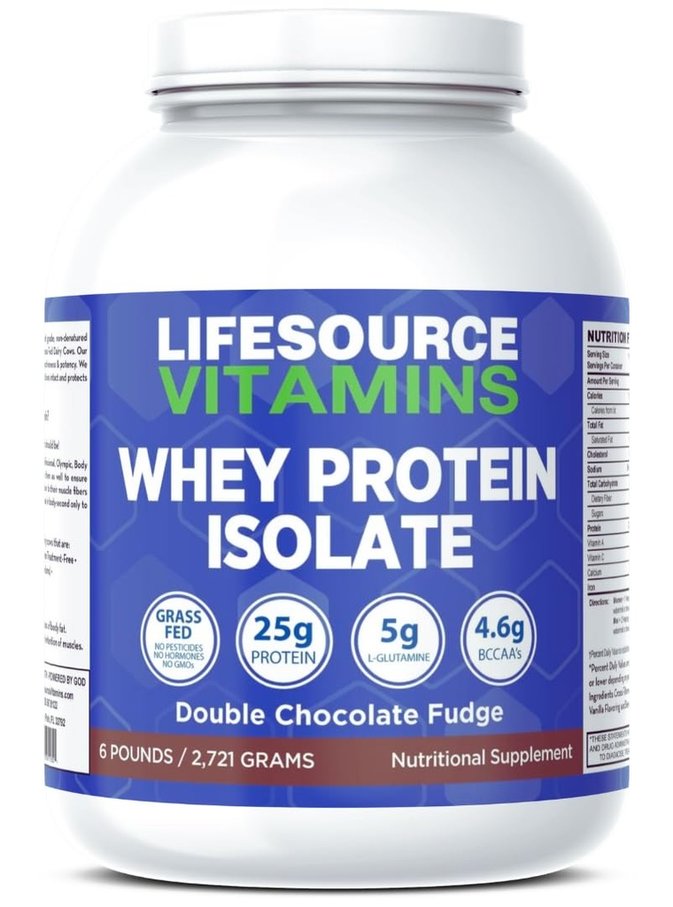 LifeSource Vitamine 6 lb - US Dairy Cows Gras Fed Whey Protein Isolate - Double Chocolate Fudge gesüßt w/Stevia